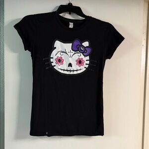 Hello Kitty Black Graphic Shirt Day of the Dead Size M